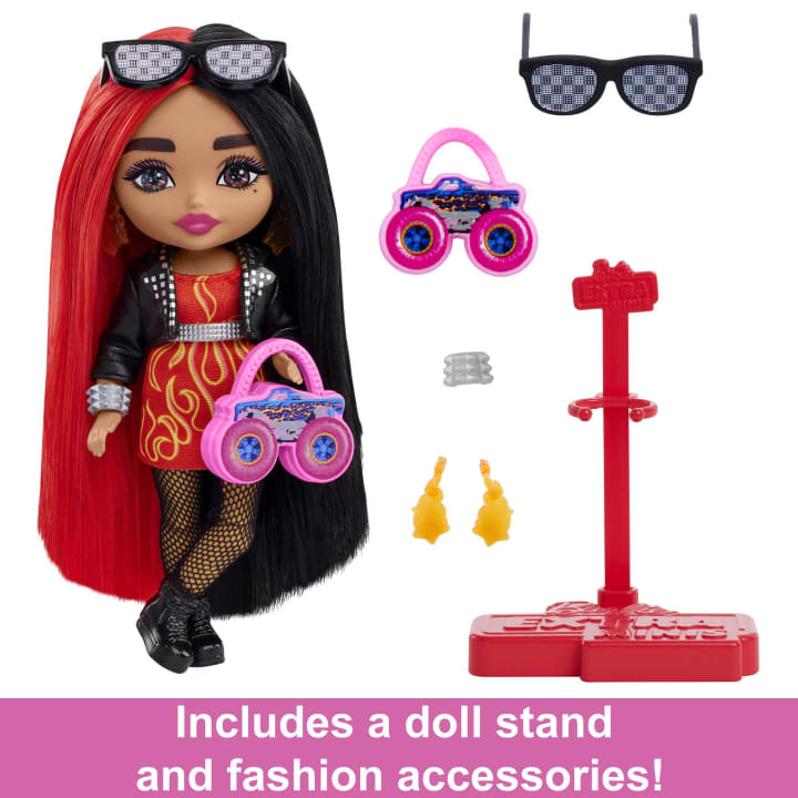 Barbie Extra Minis Doll #8 (5.5 in) in Fashion & Accessories, With Doll  Stand