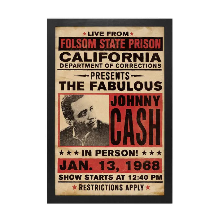 Johnny Cash - Folsom State-in Person! Framed Print