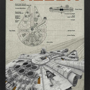 Star Wars - Millennium Falcon Schematic Framed Print