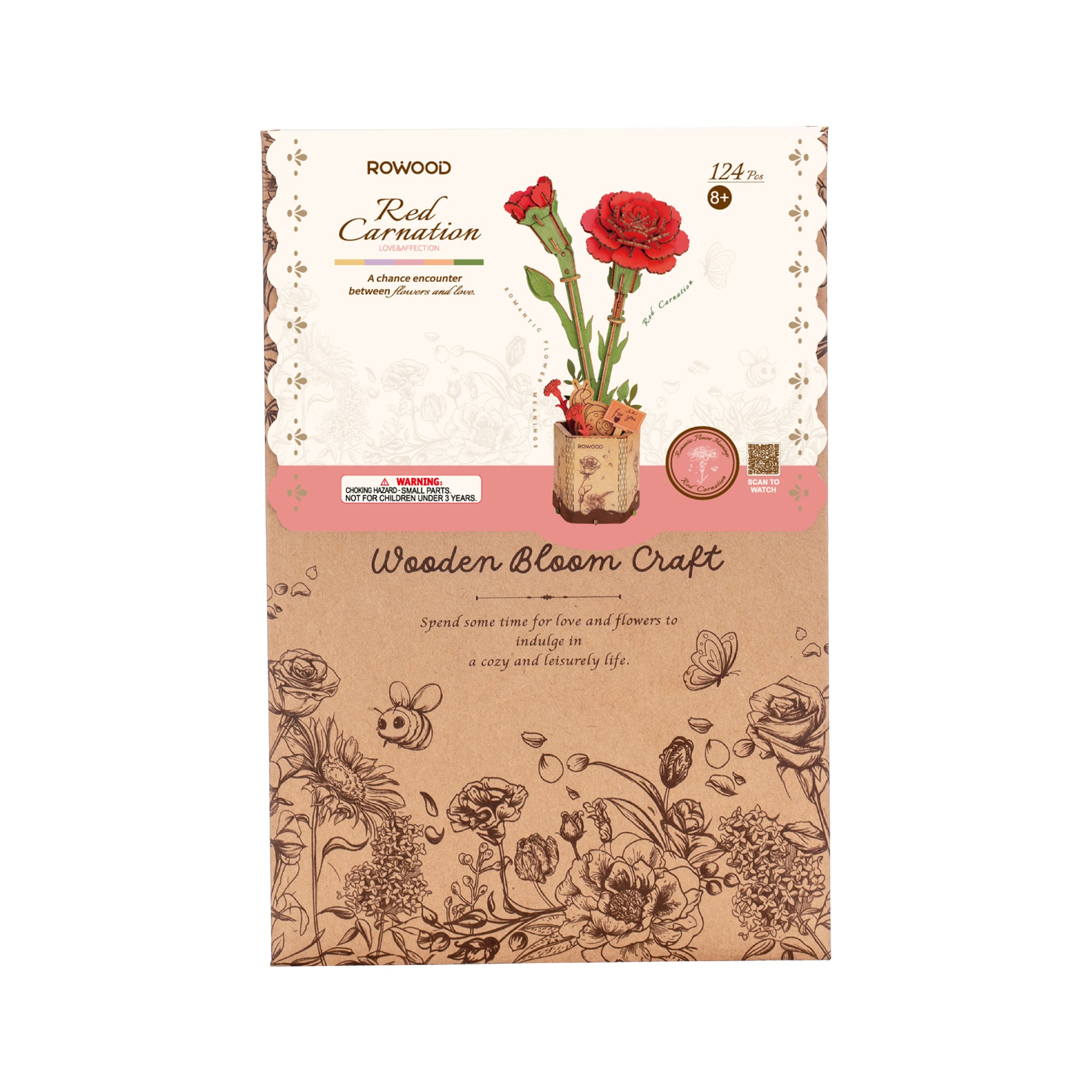 Wooden Bloom Craft - Red Carnation