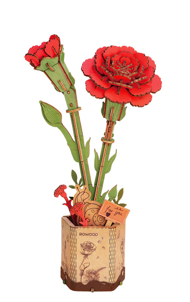 Wooden Bloom Craft - Red Carnation