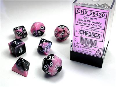 GEMINI® POLYHEDRAL BLACK-PINK/WHITE 7-DIE SET