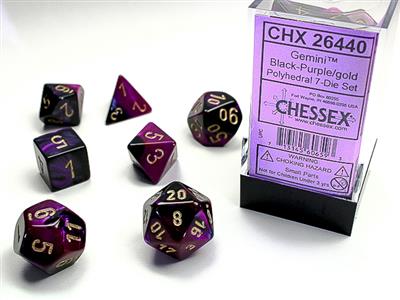 GEMINI® POLYHEDRAL BLACK-PURPLE/GOLD 7-DIE SET 26440