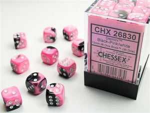 GEMINI® 12MM D6 BLACK-PINK/WHITE DICE BLOCK™ (36 DICE) 26830