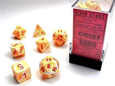 FESTIVE® POLYHEDRAL SUNBURST™/RED 7-DIE SET 27453