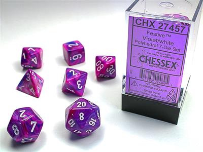 FESTIVE® POLYHEDRAL VIOLET/WHITE 7-DIE SET 27457