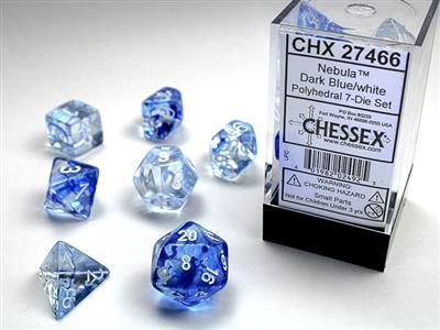 NEBULA® POLYHEDRAL DARK BLUE/WHITE 7-DIE SET 27466