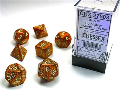 GLITTER POLYHEDRAL GOLD/SILVER 7-DIE SET 27503