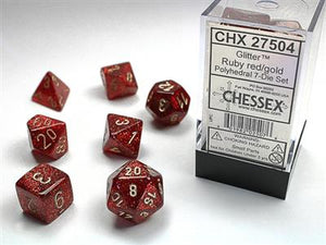 GLITTER POLYHEDRAL RUBY/GOLD 7-DIE SET 27504