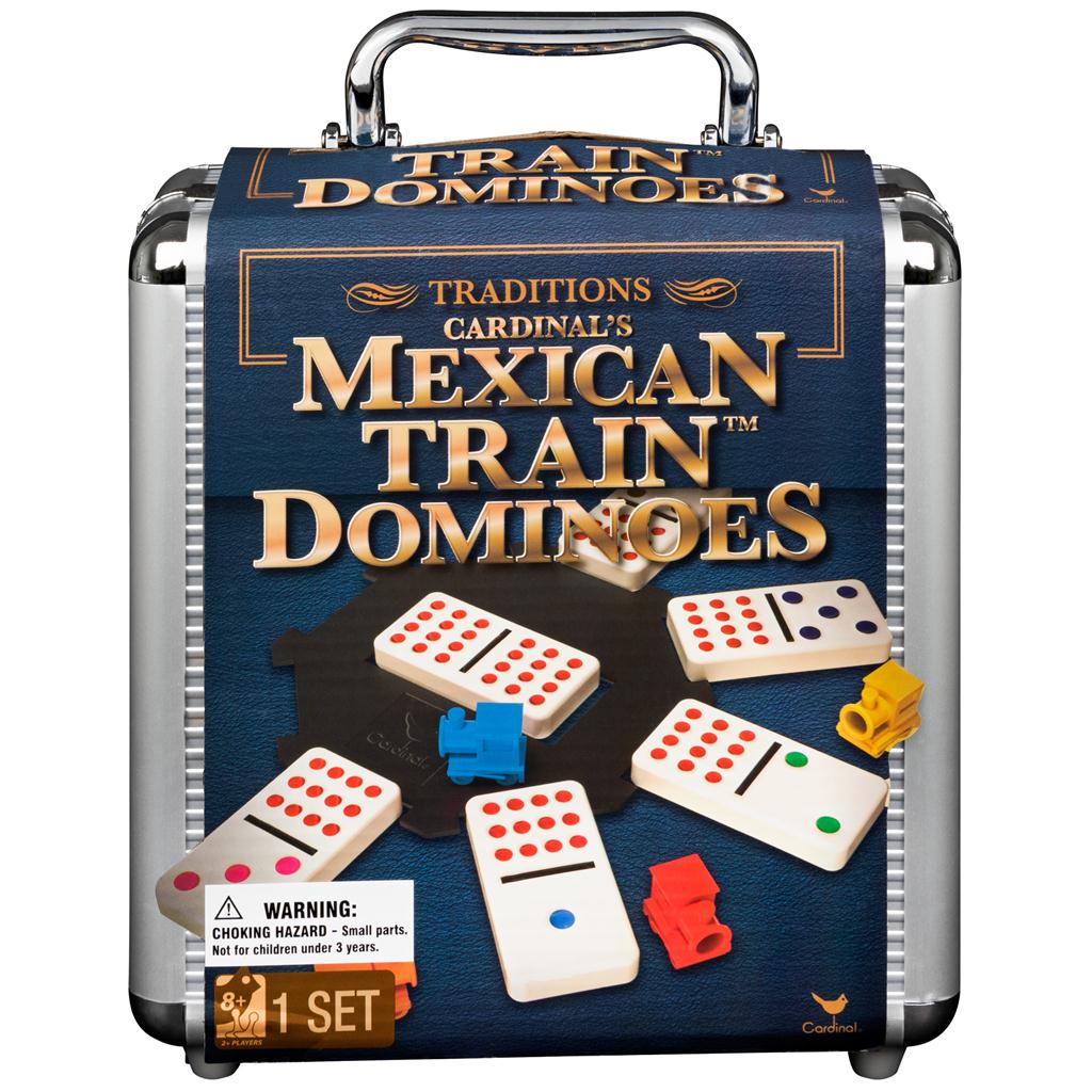 Mexican Train Double 12 Dominoes In Metal Carring Case: Traditions