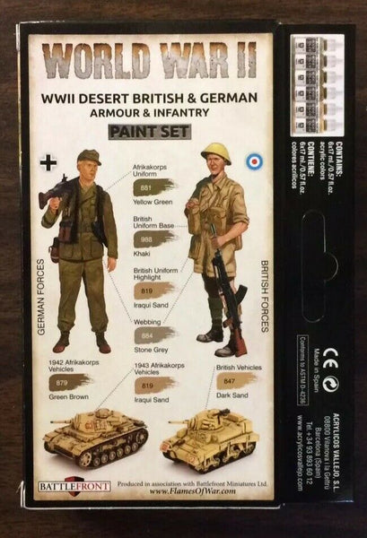 WWII Desert British And German Armour & Infantry Paint Set