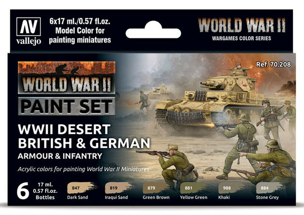 WWII Desert British And German Armour & Infantry Paint Set
